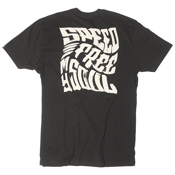 Clean studio shot of Fasthouse Surface Tee; showing tee fit, printed graphics, and crew neckline; SKU 3296280504; Colors: Black, Light Gray; Sizes: S-3XL