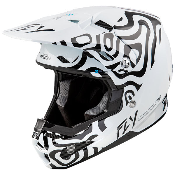 studio product photo of Fly Racing in White/Black for motocross helmet, dirt bike, motocross, off road. SKU 73-446XS.