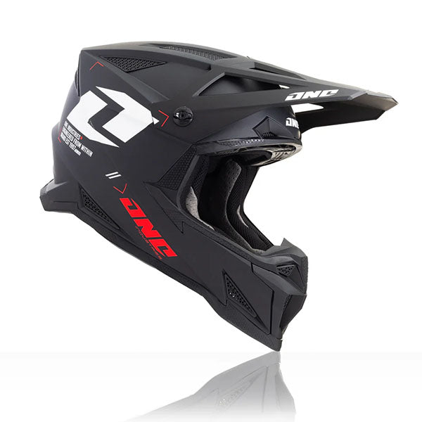 One Industries X-297 Focus Helmet, motocross/off-road helmet, front three-quarter view, color options: 2X, LG, MD, SM, XL, XS, sizes: Black/White, Electric Blue, Electric Red, Stone Gray, Weston Sand, White/Gray