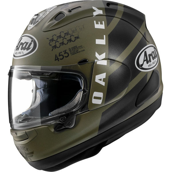 Arai motorcycle helmet product image — Arai - Corsair-X MVK Oakley Helmet. Studio angle showing shell shape, venting and visor details.
