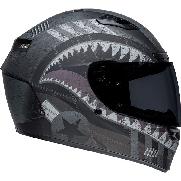 Bell Helmets Bell - Qualifier DLX MIPS Devil May Care Helmet motorcycle helmet, showing aerodynamic shell design, ventilation ports, and secure retention system built for rider comfort and protection. SKU 07137112.