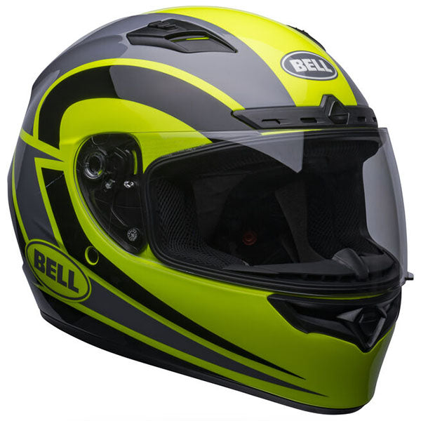 Bell Helmets Bell - Qualifier DLX Blitz MIPS Helmet motorcycle helmet, front view, showing aerodynamic shell design, ventilation ports, and secure retention system built for rider comfort and protection. SKU 07158680.