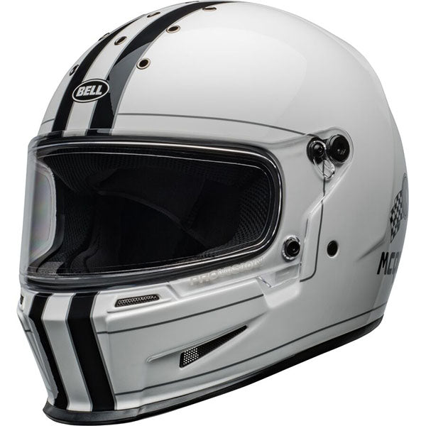 Bell Helmets Bell - Eliminator Steve McQueen Helmet motorcycle helmet, showing aerodynamic shell design, ventilation ports, and secure retention system built for rider comfort and protection. SKU 07158162.