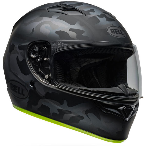 Bell Helmets Bell - Qualifier Stealth Camo Helmet motorcycle helmet, front view, showing aerodynamic shell design, ventilation ports, and secure retention system built for rider comfort and protection. SKU 07158700.