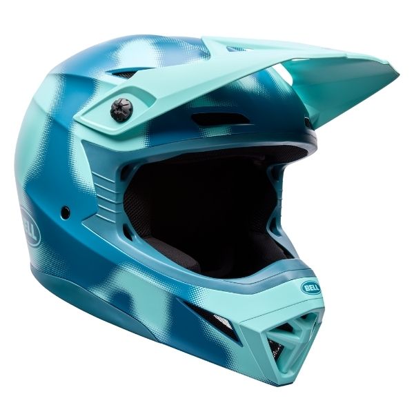 motorcycle helmet, angled view, showing aerodynamic shell design, ventilation ports, and secure retention system built for rider comfort and protection. SKU 07173832.
