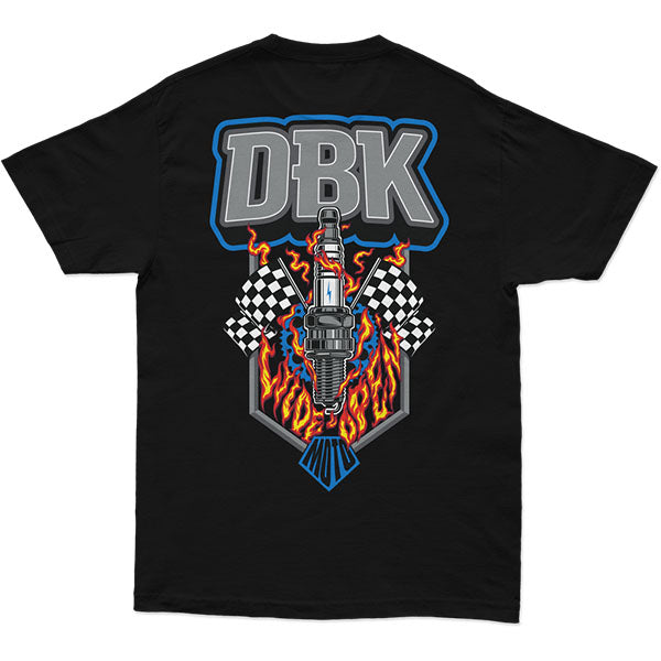 High-resolution studio image of Dirt Bike Kidz Wide Open Tee (Youth); showing tee fit, printed graphics, and crew neckline; SKU 325-00010; Colors: Black