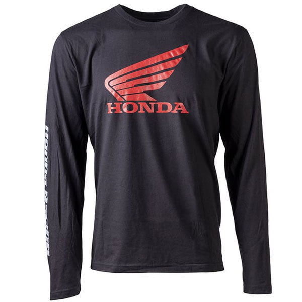 Crisp studio image on a white background of Factory Effex Honda Racing Long Sleeve Tee; showing long-sleeve cut, printed graphics, and crew neckline