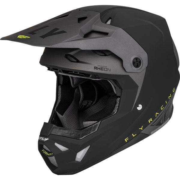 studio product photo of Fly Racing in Matte Black / Gray / Hi-Vis for motocross helmet, dirt bike, motocross, off road. SKU 73-003XS.