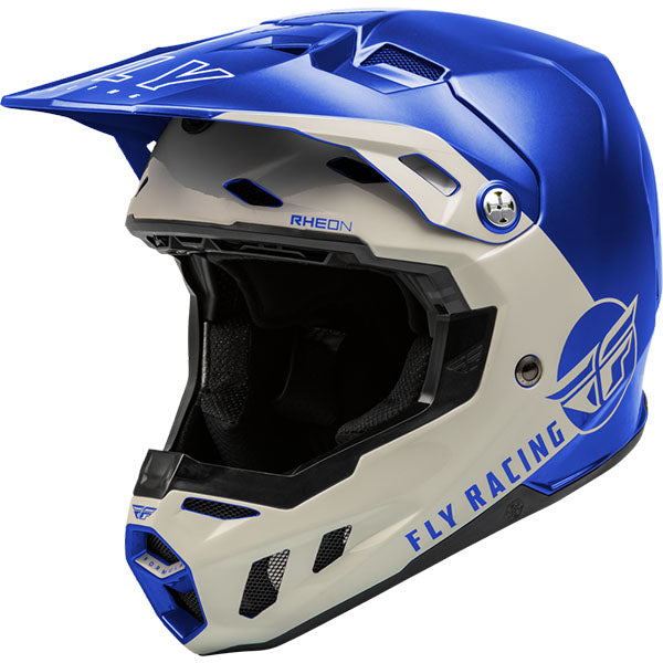 studio product photo of Fly Racing in Metallic Blue / Light Gray for motocross helmet, dirt bike, motocross, off road. SKU 73-432XS.