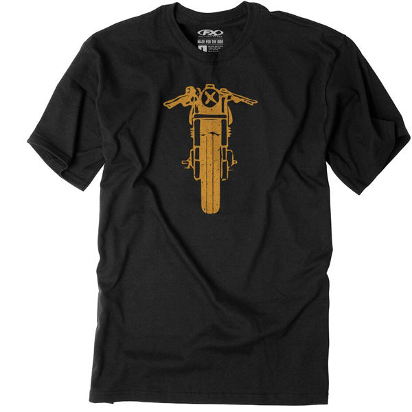 High-resolution studio image of Factory Effex FX Bike T-Shirt; showing tee fit, printed graphics, and crew neckline; SKU 22-878; Colors: Black