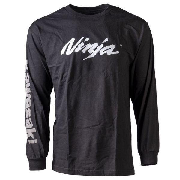Clean studio shot of Factory Effex Kawasaki Ninja Long Sleeve Tee; showing long-sleeve cut, printed graphics, and crew neckline; SKU 17-871; Sizes: M-2XL