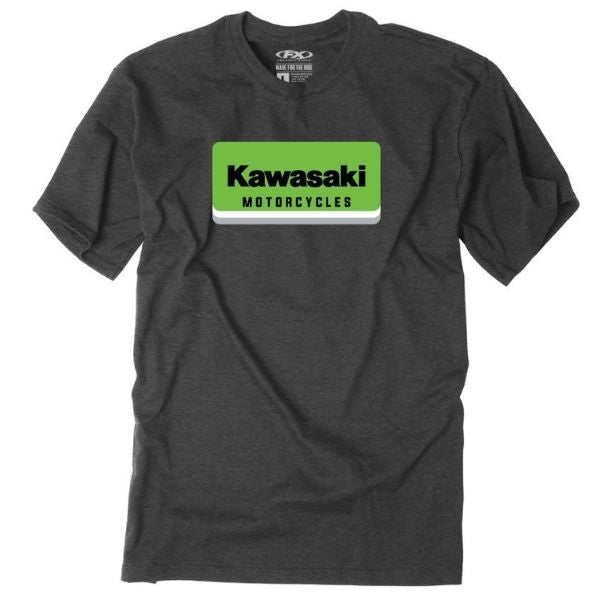 Studio photo on a white background of Factory Effex Kawasaki Nova Tee; showing tee fit, printed graphics, and crew neckline; SKU 29-871; Sizes: M-2XL
