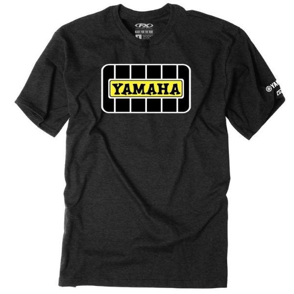 High-resolution studio image of Factory Effex Yamaha Chain Tee; showing tee fit, printed graphics, and crew neckline; SKU 29-872; Colors: Black