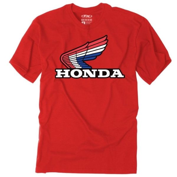 Crisp studio image on a white background of Factory Effex Honda RWB Classic Tee; showing tee fit, printed graphics, and crew neckline; SKU 29-873