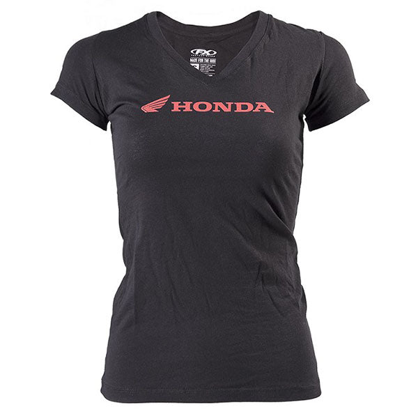 Crisp studio image on a white background of Factory Effex Honda Horizontal Tee (Womens); showing tee fit, printed graphics, and crew neckline; SKU 16-883