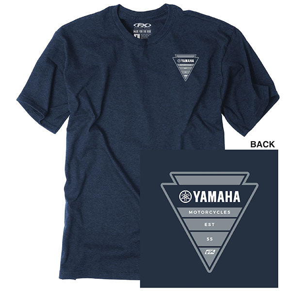 Clean studio shot of Factory Effex Yamaha Arrow T-shirt; showing tee fit, printed graphics, and crew neckline; SKU 28-872; Colors: MD, LG, XL, 2XL