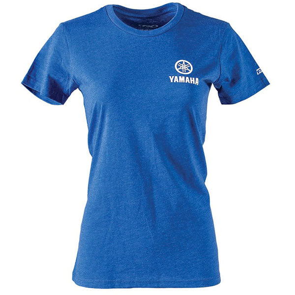 Studio photo on a white background of Factory Effex Yamaha Icon T-Shirt (Womens); showing tee fit, printed graphics, and crew neckline; SKU 24-872