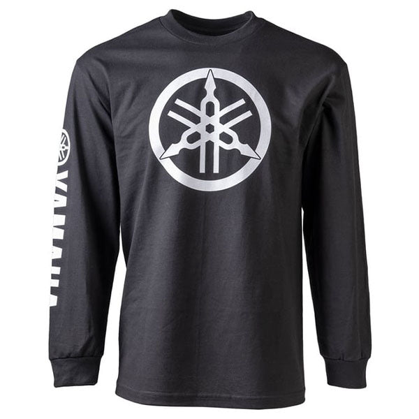 High-resolution studio image of Factory Effex Yamaha Long Sleeve Tee; showing long-sleeve cut, printed graphics, and crew neckline; SKU 17-872