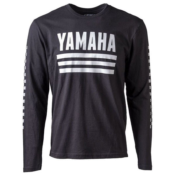 Professional studio photo of Factory Effex -Yamaha Racer Long Sleeve Tee; showing long-sleeve cut, printed graphics, and crew neckline; SKU 23-872