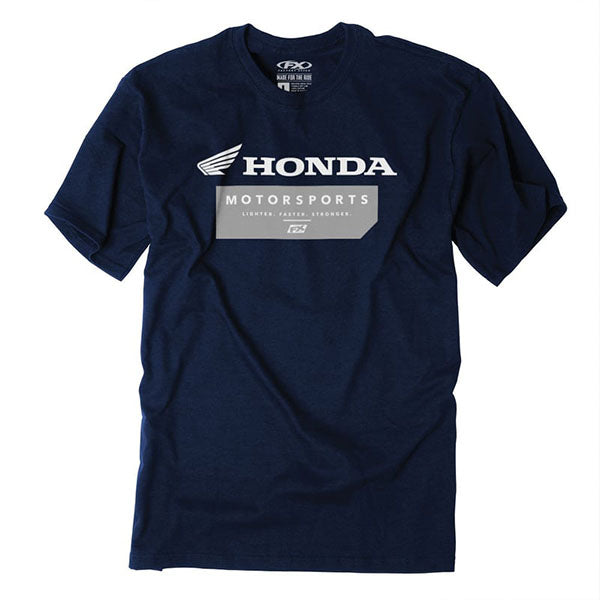 Professional studio photo of Factory Effex Honda Mission Tee; showing tee fit, printed graphics, and crew neckline; SKU 26-873; Colors: MD, LG, XL, 2XL