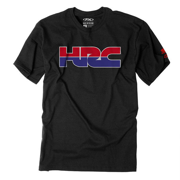 Clean studio shot of Factory Effex Honda HRC T-Shirt; showing tee fit, printed graphics, and crew neckline; SKU 22-873; Colors: LG, MD, 2XL, XL