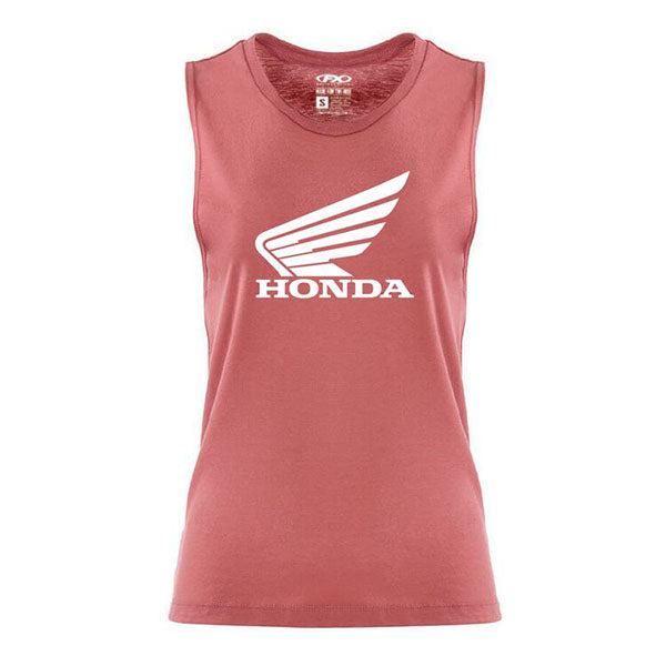 Clean studio shot of Factory Effex Honda Wing Muscle Tank (Womens); showing sleeveless cut, hem shape, and printed or woven branding; SKU 27-873