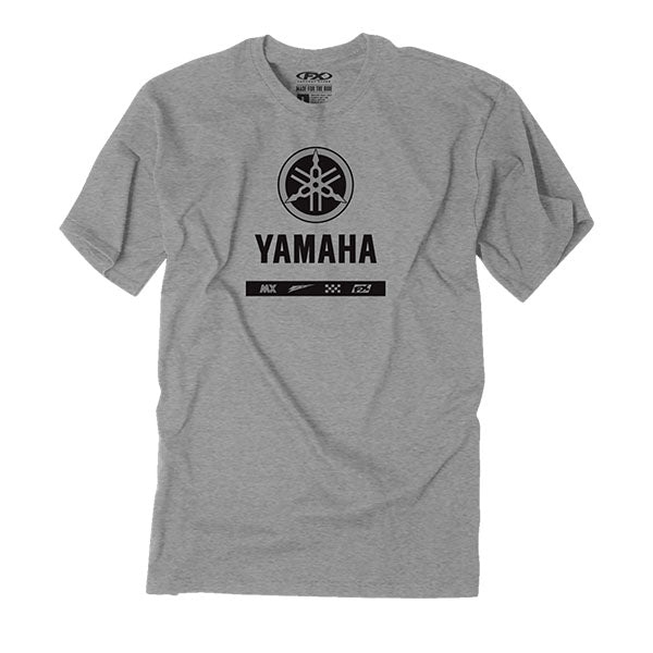 Professional studio photo of Factory Effex Yamaha Alpha T-Shirt; showing tee fit, printed graphics, and crew neckline; SKU 27-872; Colors: LT Gray