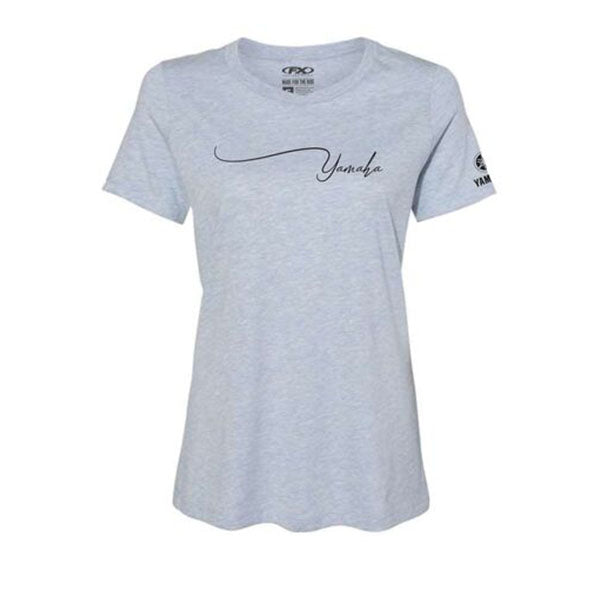 High-resolution studio image of Factory Effex Yamaha Signature T-Shirt (Womens); showing tee fit, printed graphics, and crew neckline; SKU 27-872