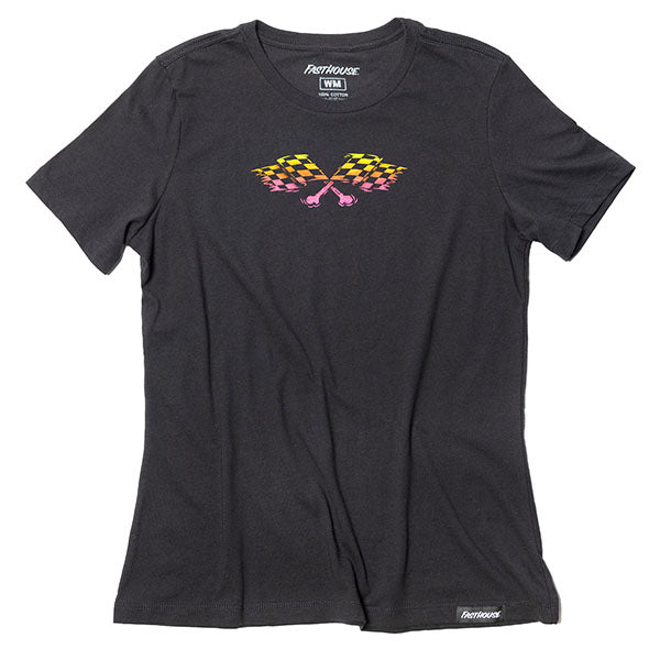 High-resolution studio image of Fasthouse Sun Struck Tee (Womens); showing tee fit, printed graphics, and crew neckline; SKU 3211440574; Sizes: S-2XL