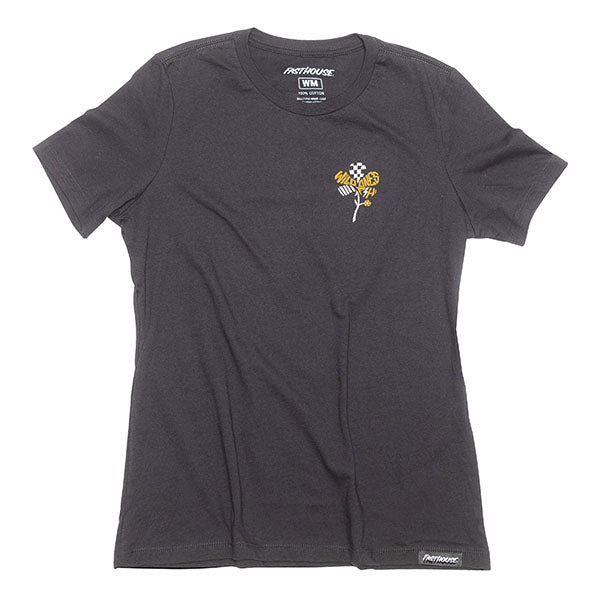 Crisp studio image on a white background of Fasthouse Garden Party Tee (Womens); showing tee fit, printed graphics, and crew neckline; SKU 3211430574