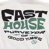 Professional studio photo of Fasthouse Utopia Tee; showing tee fit, printed graphics, and crew neckline; SKU 3211320504; Sizes: S-3XL