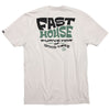 High-resolution studio image of Fasthouse Utopia Tee; showing tee fit, printed graphics, and crew neckline; SKU 3211320504; Sizes: S-3XL
