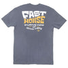 High-resolution studio image of Fasthouse Utopia Tee; showing tee fit, printed graphics, and crew neckline; SKU 3211320504; Sizes: S-3XL