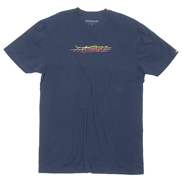 Crisp studio image on a white background of Fasthouse Lagoon Tee; showing tee fit, printed graphics, and crew neckline; SKU 3211300204; Sizes: S-3XL