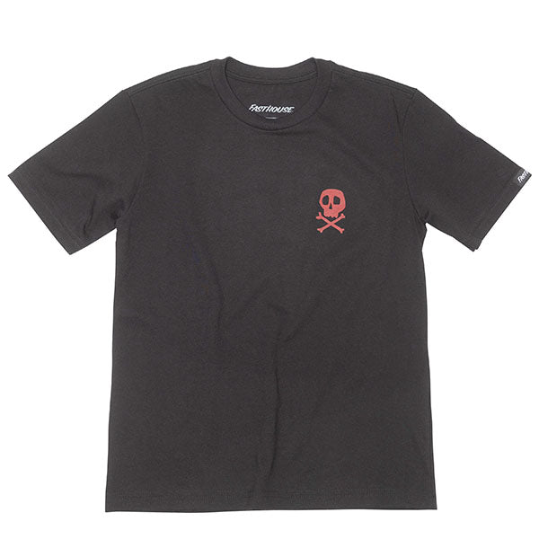 Professional studio photo of Fasthouse Lost Boys Tee (Youth); showing tee fit, printed graphics, and crew neckline; SKU 32114605; Colors: Black