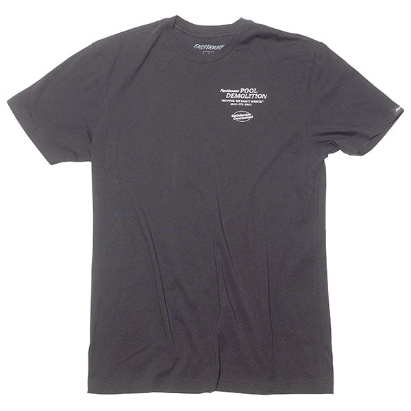 Clean studio shot of Fasthouse Demolition Tee; showing tee fit, printed graphics, and crew neckline; SKU 3211380504; Colors: Black, Navy, Natural