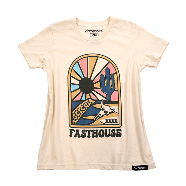 Studio photo on a white background of Fasthouse Mohave Tee (Girls); showing long-sleeve cut, printed graphics, and crew neckline; SKU 32164860