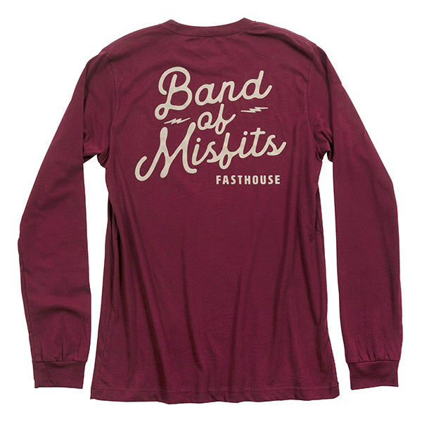 Studio photo on a white background of Fasthouse Revival Long Sleeve Tee (Womens); showing long-sleeve cut, printed graphics, and crew neckline