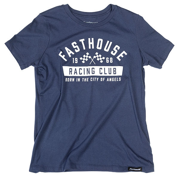 Studio photo on a white background of Fasthouse Acclaim Tee (Womens); showing tee fit, printed graphics, and crew neckline; SKU 32114102; Sizes: S-2XL