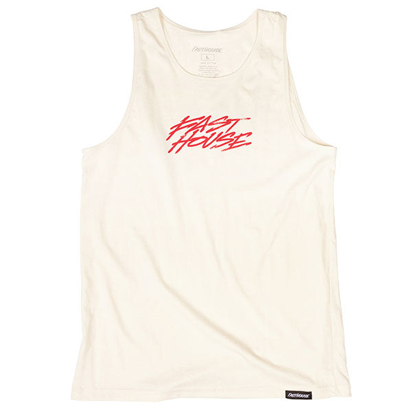 Clean studio shot of Fasthouse Sound Check Tank; showing sleeveless cut, hem shape, and printed or woven branding; SKU 32117103; Colors: Putty