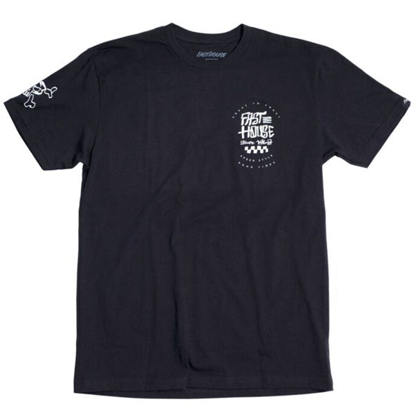 Clean studio shot of Fasthouse Slack T-Shirt; showing tee fit, printed graphics, and crew neckline; SKU 3213420004; Colors: Black; Sizes: S-3XL
