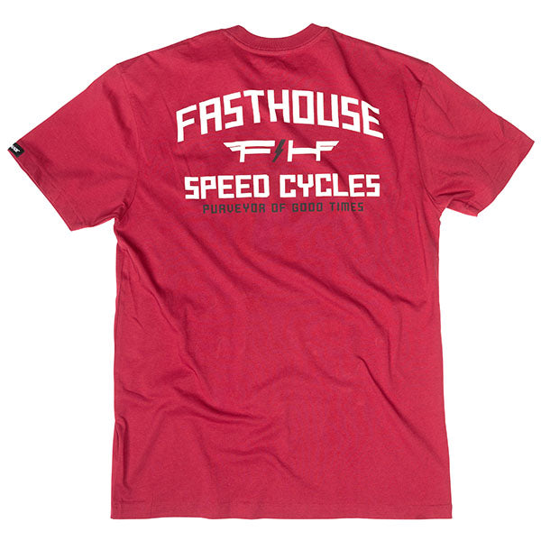 Crisp studio image on a white background of Fasthouse Elevate Tee; showing tee fit, printed graphics, and crew neckline; SKU 3211330104; Sizes: S-3XL