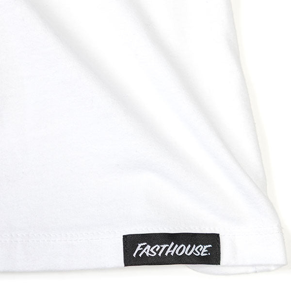 Clean studio shot of Fasthouse Getaway Tee (Womens); showing tee fit, printed graphics, and crew neckline; SKU 32116009; Colors: White; Sizes: S-2XL