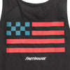 High-resolution studio image of Fasthouse Liberty Tank; showing sleeveless cut, hem shape, and printed or woven branding; SKU 32116250; Colors: Black