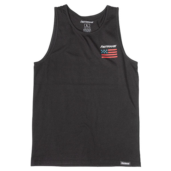 Studio photo on a white background of Fasthouse Liberty Tank; showing sleeveless cut, hem shape, and printed or woven branding; SKU 32116250