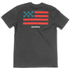 High-resolution studio image of Fasthouse Liberty Tee; showing tee fit, printed graphics, and crew neckline; SKU 3211620504; Colors: Black, White