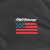 Clean studio shot of Fasthouse Liberty Tee; showing tee fit, printed graphics, and crew neckline; SKU 3211620504; Colors: Black, White; Sizes: S-3XL