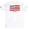 Crisp studio image on a white background of Fasthouse Liberty Tee; showing tee fit, printed graphics, and crew neckline; SKU 3211620504; Sizes: S-3XL