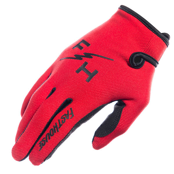 Product image of Fasthouse 0346 Carbon Eternal Glove Red 1 motocross gloves showing fit, construction, and colorway | Available at BTO Sports