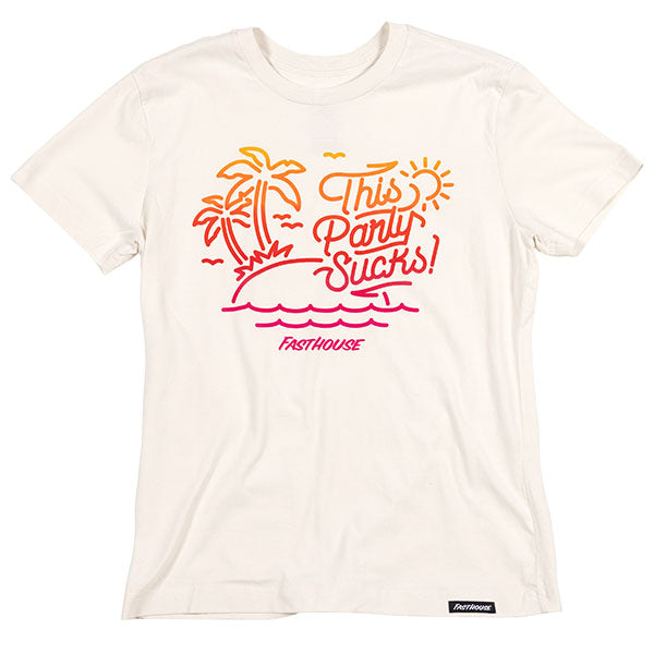 Studio photo on a white background of Fasthouse Castaway Tee (Womens); showing tee fit, printed graphics, and crew neckline; SKU 32150009; Sizes: S-2XL